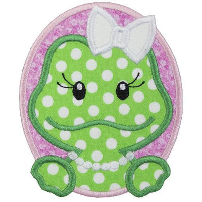 Oval Girl Frog Sew or Iron on Embroidered Patch