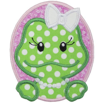Oval Girl Frog Patch - Sew Lucky Embroidery