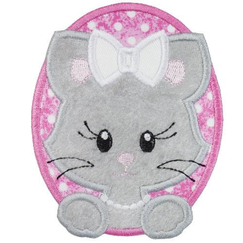 Oval Girl Kitty Patch - Sew Lucky Embroidery