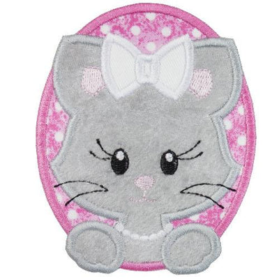 Oval Girl Kitty Sew or Iron on Embroidered Patch
