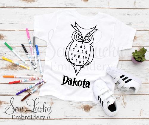 Owl Color Me Shirt - Sew Lucky Embroidery