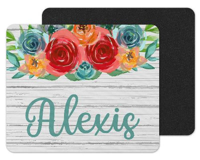 Pastel Flowers Custom Personalized Mouse Pad