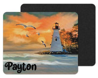 Pastel Lighthouse Custom Personalized Mouse Pad - Sew Lucky Embroidery