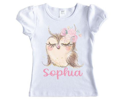 Pastel Owl Personalized Girls Shirt