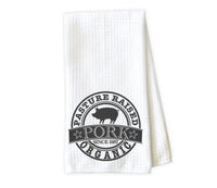 Pasture Raised Pork Kitchen Towel - Waffle Weave Towel - Microfiber Towel - Kitchen Decor - House Warming Gift - Sew Lucky Embroidery