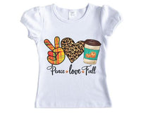 Peace Love Fall Trio Girls Shirt - Sew Lucky Embroidery