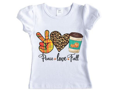 Peace Love Fall Trio Girls Shirt