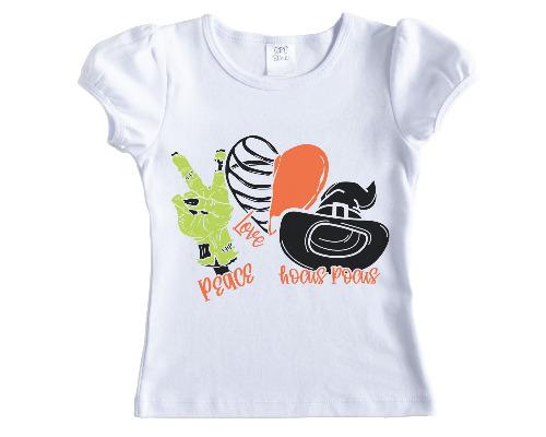 Peace Love Hocus Pocus Girls Halloween Shirt - Sew Lucky Embroidery