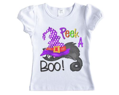 Peek-A-Boo Cat Girls Halloween Shirt - Sew Lucky Embroidery
