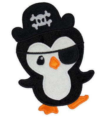 Penguin Pirate Sew or Iron on Embroidered Patch