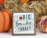 Apple Pie Bonfire Turkey Fall Tier Tray Sign - Sew Lucky Embroidery