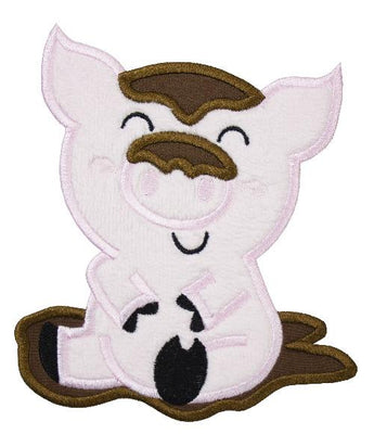 Pig in Mud Sew or Iron on Embroidered Patch