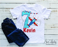 Pilot Airplane Boys Birthday Personalized Shirt - Sew Lucky Embroidery