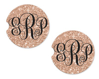 Pink Glitter Sandstone Car Coasters - Sew Lucky Embroidery