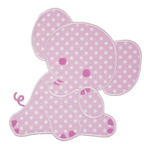 Pink Polka Dotted Elephant Patch - Sew Lucky Embroidery