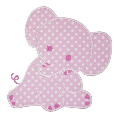 Pink Polka Dotted Elephant Sew or Iron on Embroidered Patch