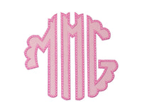 Pink Scallop Monogram Patch - Sew Lucky Embroidery