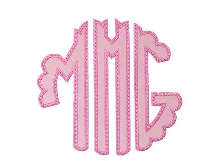 Pink Scallop Monogram Patch - Sew Lucky Embroidery