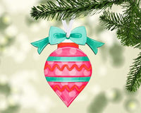 Pink Tear Drop Christmas Ornament - Sew Lucky Embroidery