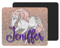 Pink Unicorn Custom Personalized Mouse Pad - Sew Lucky Embroidery