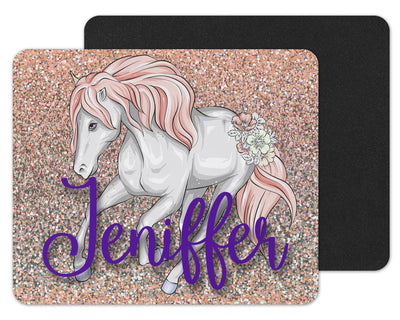 Pink Unicorn Custom Personalized Mouse Pad