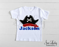 Pirate Hat Personalized Shirt - Sew Lucky Embroidery