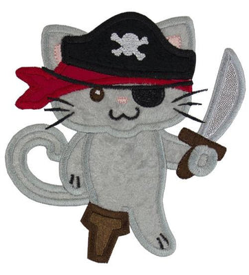 Pirate Kitty Sew or Iron on Embroidered Patch