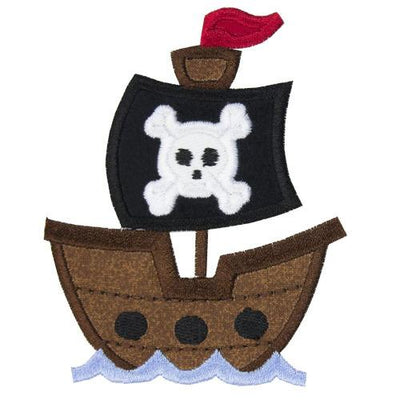Pirate Ship Sew or Iron on Embroidered Patch
