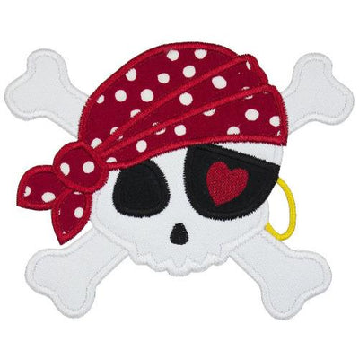 Pirate Skull Sew or Iron on Embroidered Patch