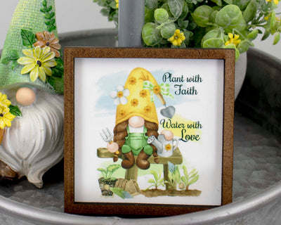 Plant with Faith Gnome Tier Tray Sign