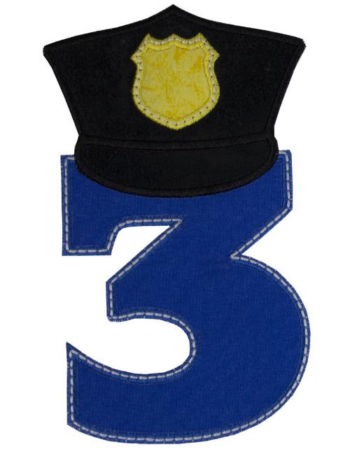Police Birthday Number Patch - Sew Lucky Embroidery