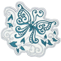 Pretty Teal Butterfly Patch - Sew Lucky Embroidery