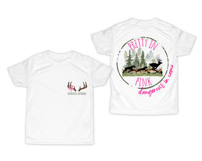 Pretty in Pink Dangerous in Camo Girls Shirt