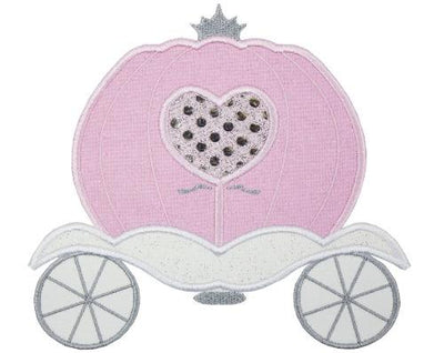 Princess Carriage in Pink Sew or Iron on Embroidered Patch