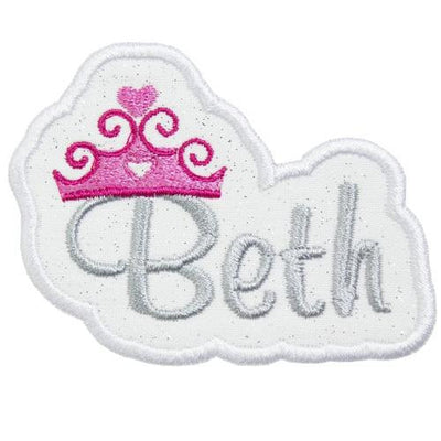 Princess Crown Name Sew or Iron on Embroidered Patch