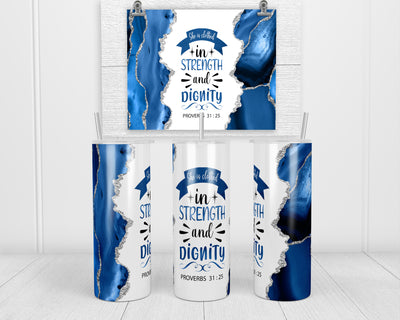 Proverbs 31 Blue 20 oz Insulated Tumbler with Lid and Straw