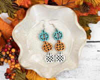 Pumpkin Trio Fall Earrings - Sew Lucky Embroidery