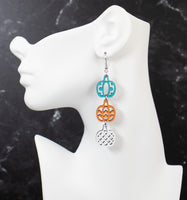 Pumpkin Trio Fall Earrings - Sew Lucky Embroidery