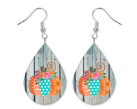 Pumpkins with Dots Teardrop Earrings - Sew Lucky Embroidery