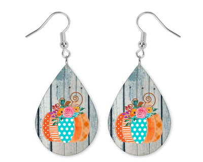 Pumpkins with Dots Teardrop Earrings