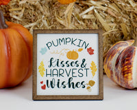 Pumpkin Kisses & Harvest Wishes Tier Tray Sign - Sew Lucky Embroidery