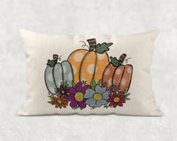 Pumpkin Trio Lumbar Pillow - Sew Lucky Embroidery