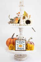 Pumpkin Welcome to our Patch Fall Tier Tray Sign - Sew Lucky Embroidery