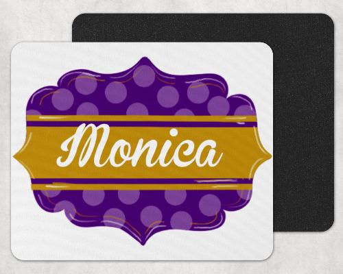 Purple and Gold Custom Personalized Mouse Pad - Sew Lucky Embroidery