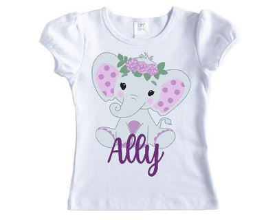 Purple Elephant Girls Personalized Shirt