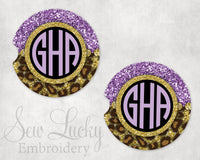 Purple Leopard Frame Sandstone Car Coasters - Sew Lucky Embroidery