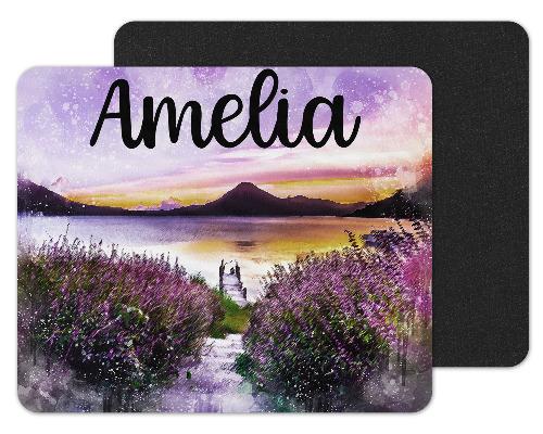 Purple Sunset Custom Personalized Mouse Pad - Sew Lucky Embroidery