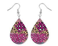 Purple Cheetah Mix Teardrop Earrings