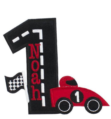 Race Car Personalized Birthday Number Sew or Iron on Embroidered Patch