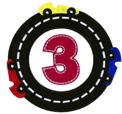 Race Track Birthday Number Sew or Iron on Embroidered Patch